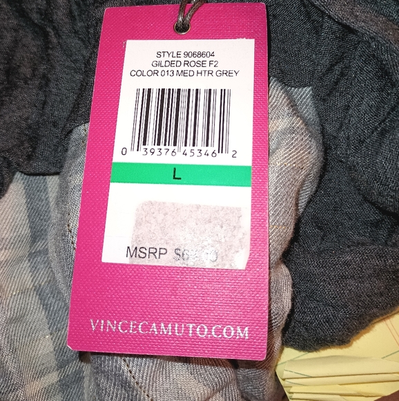 Vince Camuto Womens Layered Look Pullover Blouse, Grey, NWT - Picture 6 of 9